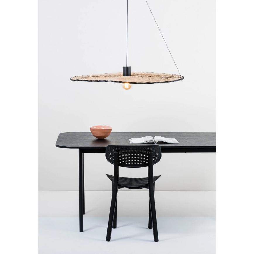 FARO 68590-70 - Luster na sajli COSTAS 1xE27/15W/230V pr. 100 cm crna/ratan