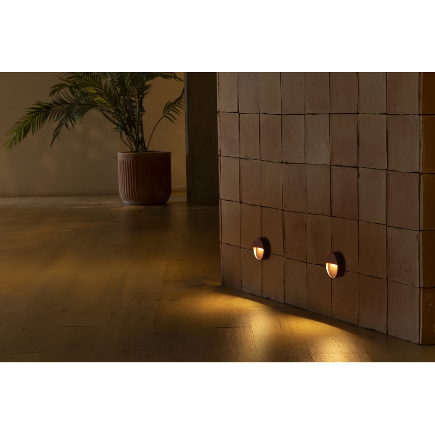 FARO 71962 - LED svjetiljka za stepenice DUNE LED/3W/230V 2200/2700/3200/4000K IP65 smeđa okrugla