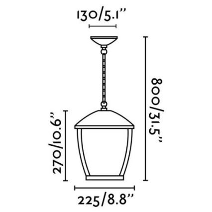 FARO 75002 - Vanjski luster na lancu WILMA 1xE27/100W/230V IP44