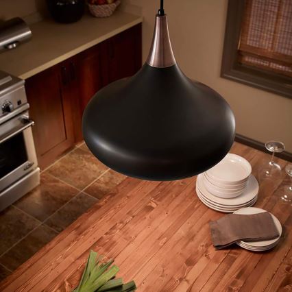 Feiss - Viseći luster na kabelu BESO 1xE27/60W/230V Ø 25,4 cm crna/bakrena