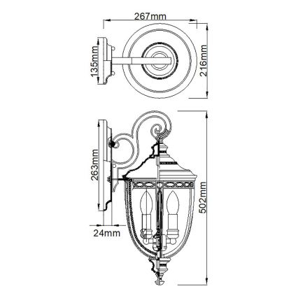 Feiss - Vanjska zidna svjetiljka ENGLISH BRIDLE 3xE14/60W/230V IP44