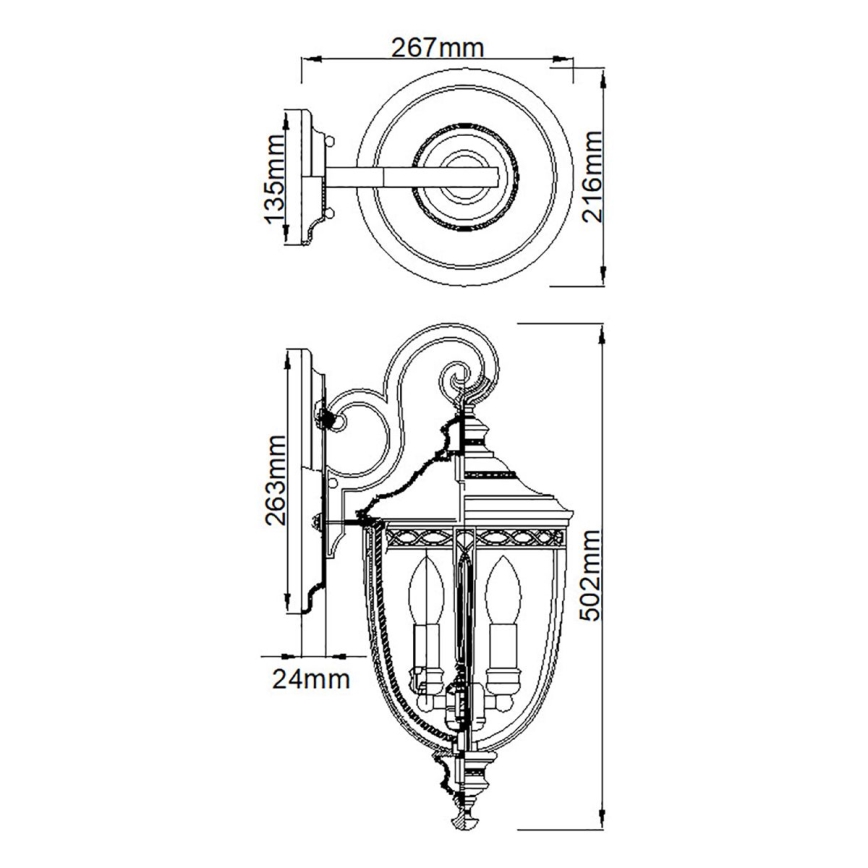 Feiss - Vanjska zidna svjetiljka ENGLISH BRIDLE 3xE14/60W/230V IP44