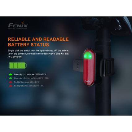 Fenix BC05RV20 - LED Punjiva svjetiljka za bicikl LED/USB IP66 15 lm 120 h