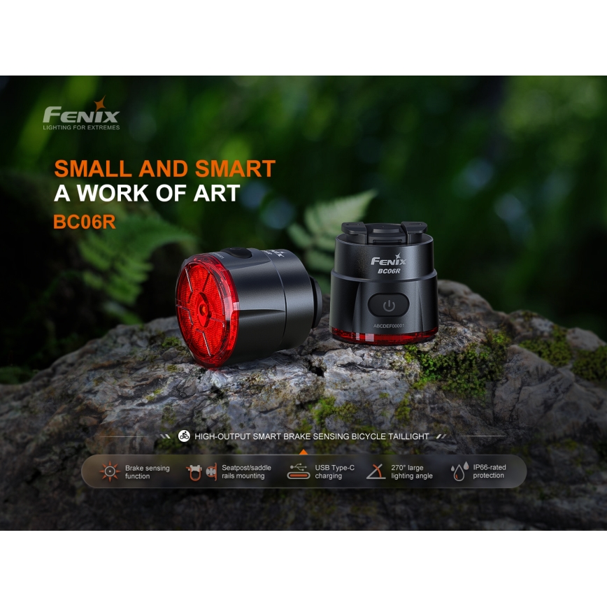 Fenix BC06R - LED Prigušiva punjiva bljeskalica za bicikl LED/USB IP66 90 lm 24,5 h