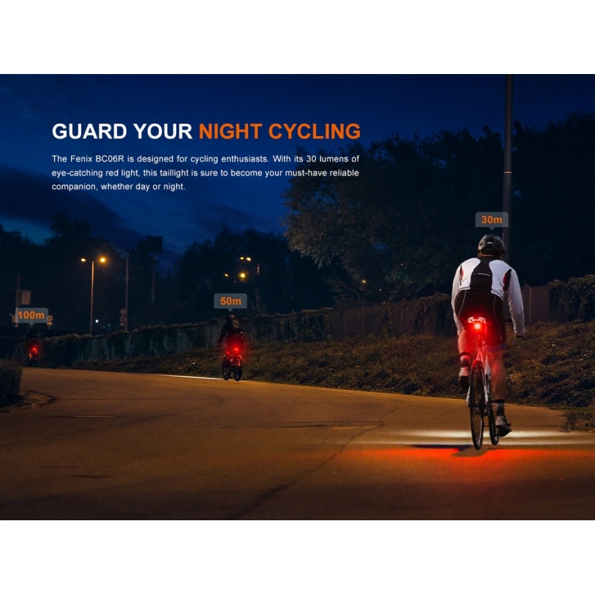 Fenix BC06R - LED Prigušiva punjiva bljeskalica za bicikl LED/USB IP66 90 lm 24,5 h