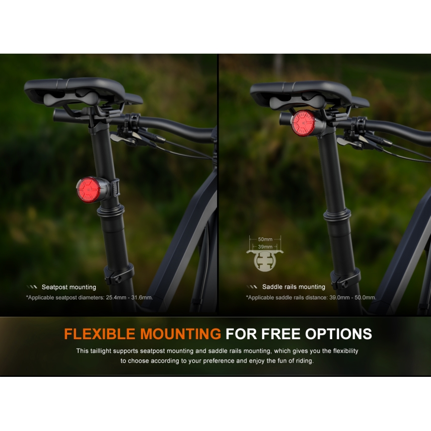Fenix BC06R - LED Prigušiva punjiva bljeskalica za bicikl LED/USB IP66 90 lm 24,5 h