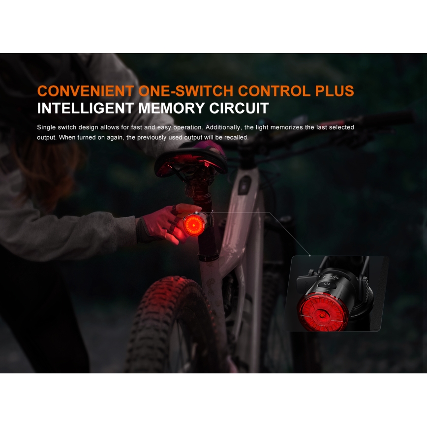 Fenix BC06R - LED punjiva biciklistička svjetiljka s mogućnošću prigušivanja LED/USB IP66 90 lm 24,5 h 560 mAh