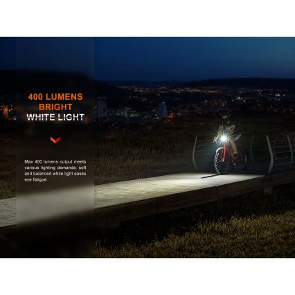 Fenix BC15R - LED Prigušiva punjiva svjetiljka za bicikl LED/USB IP66 400 lm 31,5 h 2600 mAh