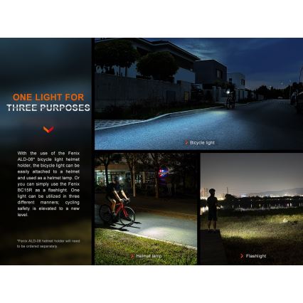 Fenix BC15R - LED Prigušiva punjiva svjetiljka za bicikl LED/USB IP66 400 lm 31,5 h 2600 mAh