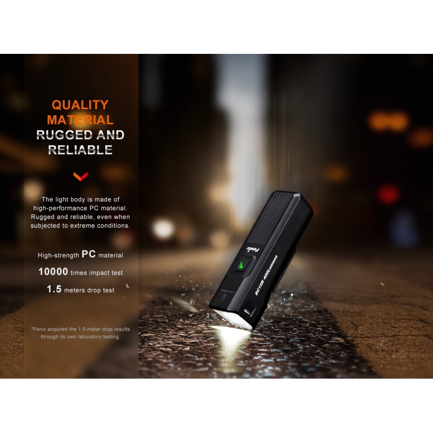Fenix BC15R - LED Prigušiva punjiva svjetiljka za bicikl LED/USB IP66 400 lm 31,5 h 2600 mAh