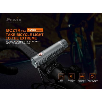Fenix BC21RV30 - LED Punjiva svjetiljka za bicikl LED/USB IP68 1200 lm 33 h