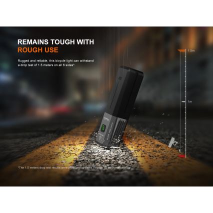 Fenix BC22R - punjivo LED svjetlo za bicikl s prigušivanjem LED/USB 3400 mAh IP66 1400 lm 41 h crno