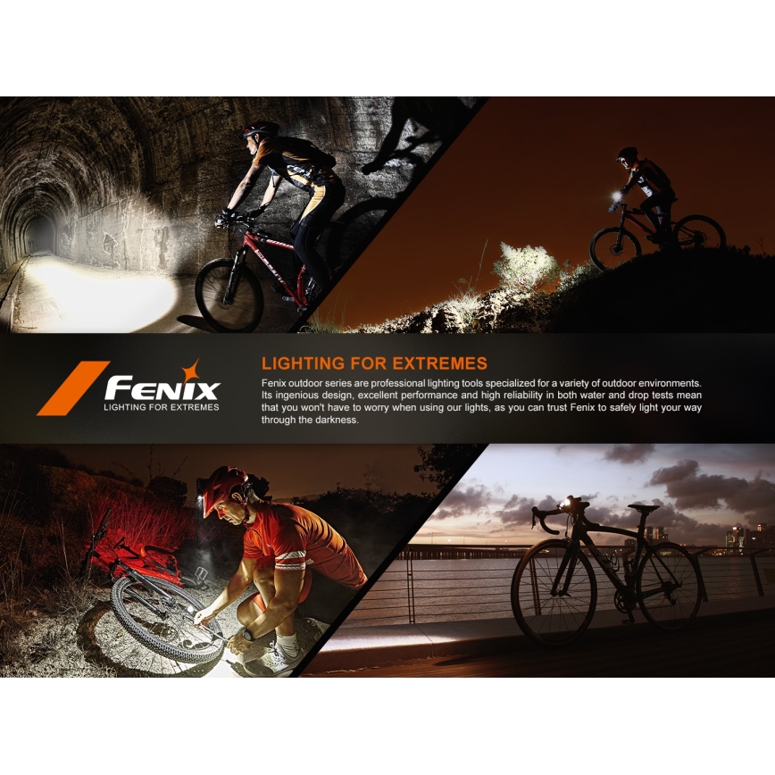 Fenix BC22R - punjivo LED svjetlo za bicikl s prigušivanjem LED/USB 3400 mAh IP66 1400 lm 41 h crno