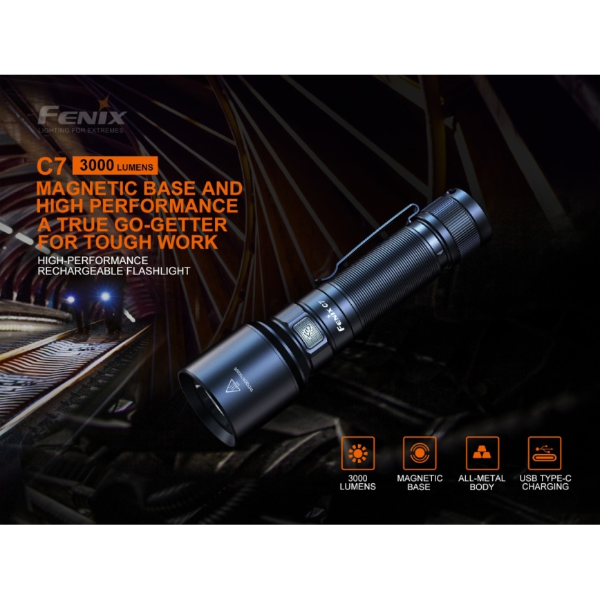 Fenix C7 - LED Prigušiva punjiva baterijska svjetiljka 1xLED/1x21700 IP68 3000 lm 68 h