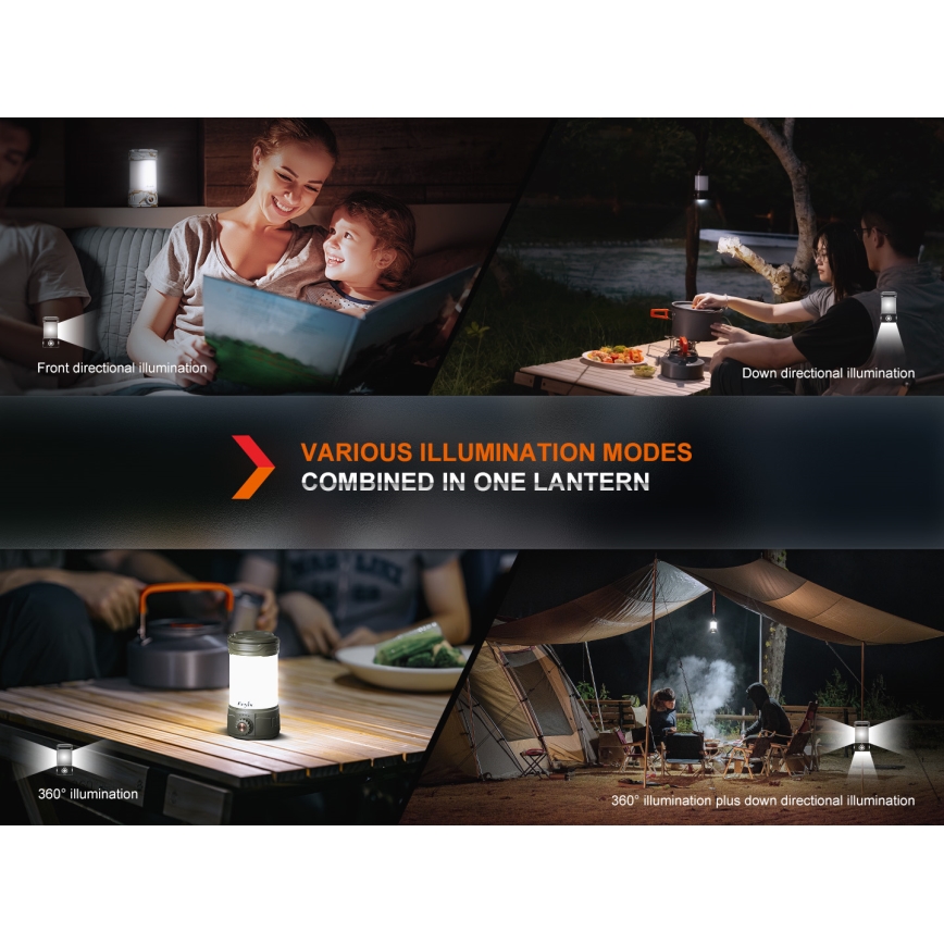 Fenix CL26RPROOLI - LED Prigušiva prijenosna punjiva lampa LED/USB IP66 650 lm 408 h 5000 mAh zelena