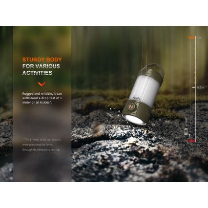 Fenix CL26RPROOLI - LED Prigušiva prijenosna punjiva lampa LED/USB IP66 650 lm 408 h 5000 mAh zelena