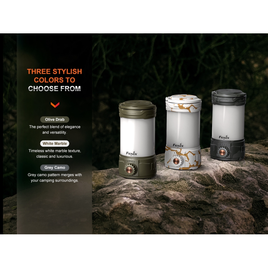 Fenix CL26RPROOLI - LED prenosiva punjiva lampa s prigušivanjem LED/USB IP66 650 lm 408 h 5000 mAh zelena