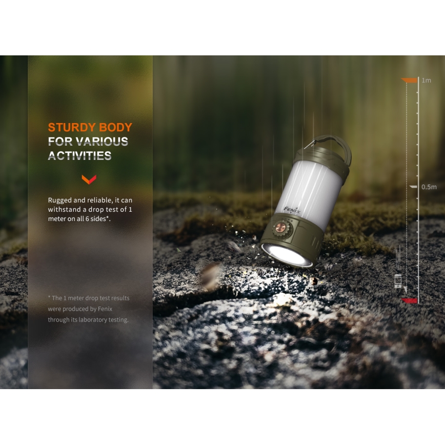 Fenix CL26RPROOLI - LED prenosiva punjiva lampa s prigušivanjem LED/USB IP66 650 lm 408 h 5000 mAh zelena