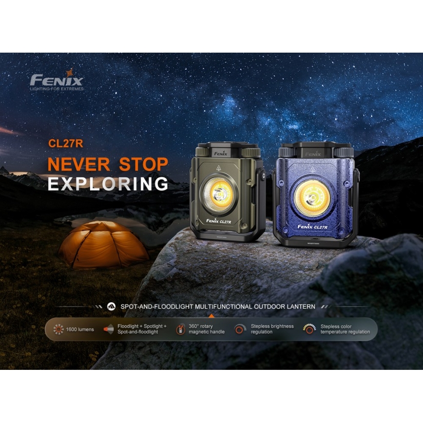 Fenix CL27RGRE - LED Prigušiva punjiva svjetiljka LED/USB IP66 1600 lm 285 h