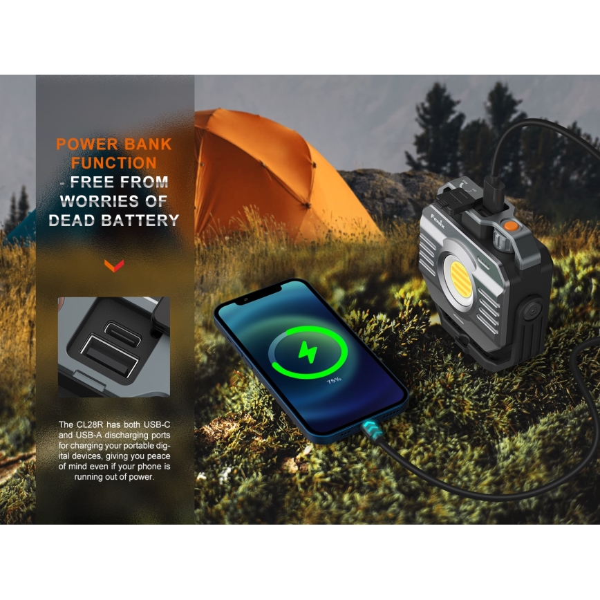 Fenix CL28R - LED Prigušivi punjivi reflektor s powerbankom LED/USB IP66 2000 lm 360 h 10000 mAh