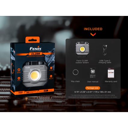 Fenix CL28R - LED Prigušivi punjivi reflektor s powerbankom LED/USB IP66 2000 lm 360 h 10000 mAh