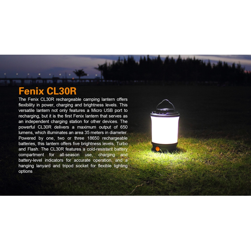 Fenix CL30R - LED Prijenosna punjiva lampa LED/USB/6xCR123A IPX7 650 lm 300 h 2600 mAh