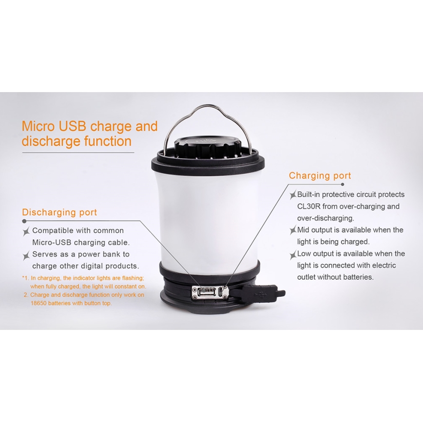 Fenix CL30R - LED Prijenosna punjiva lampa LED/USB/6xCR123A IPX7 650 lm 300 h 2600 mAh