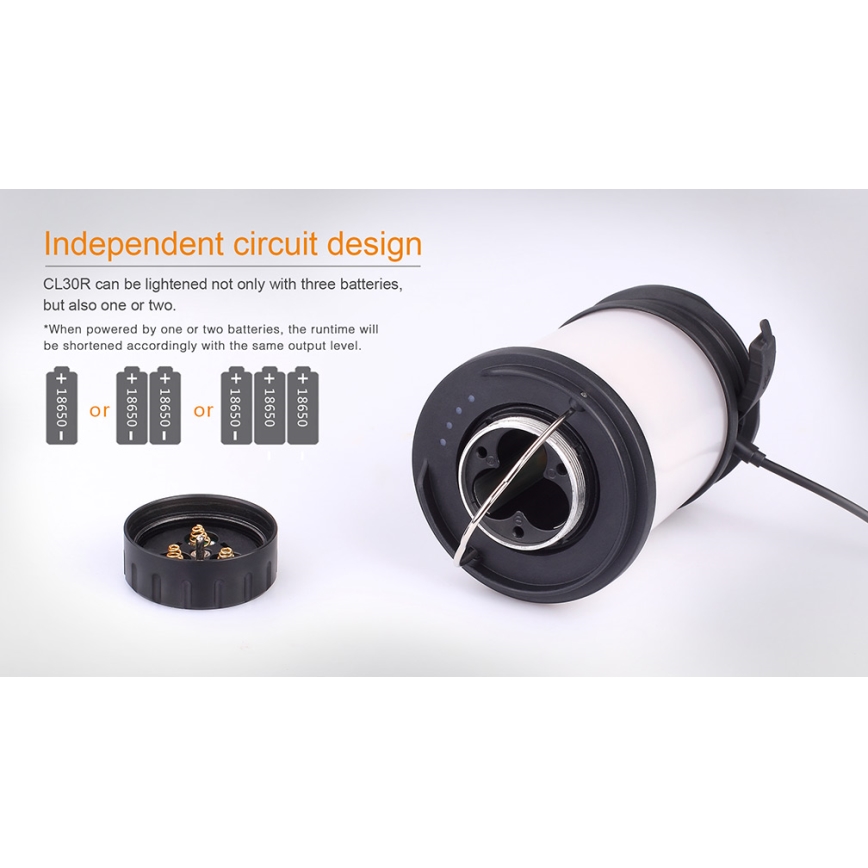 Fenix CL30R - LED Prijenosna punjiva lampa LED/USB/6xCR123A IPX7 650 lm 300 h 2600 mAh