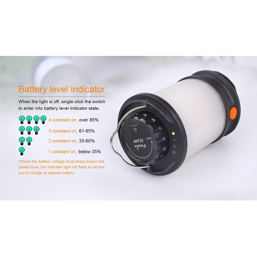 Fenix CL30R - LED Prijenosna punjiva lampa LED/USB/6xCR123A IPX7 650 lm 300 h 2600 mAh