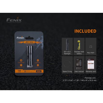 Fenix E01V20BLC - LED Baterijska svjetiljka LED/1xAAA IP68 100 lm 25 h