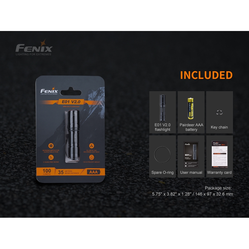Fenix E01V20BLC - LED Baterijska svjetiljka LED/1xAAA IP68 100 lm 25 h