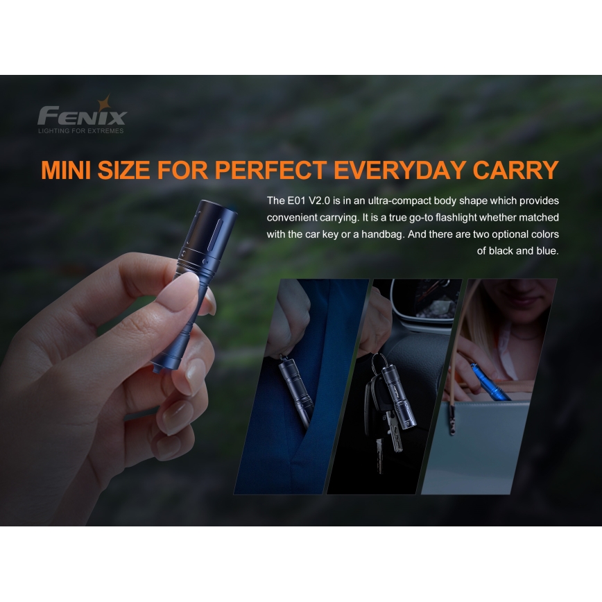 Fenix E01V20BLC - LED Baterijska svjetiljka LED/1xAAA IP68 100 lm 25 h