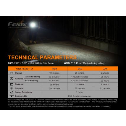 Fenix E01V20BLC - LED Baterijska svjetiljka LED/1xAAA IP68 100 lm 25 h