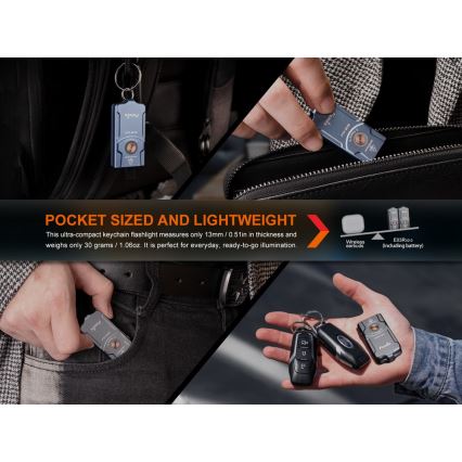 Fenix E03RV20BLU - LED Punjiva baterijska svjetiljka LED/USB IP66 500 lm 30 h 400 mAh