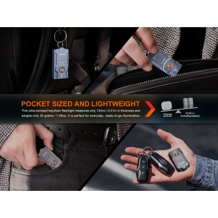 Fenix E03RV20GREY - LED Punjiva baterijska svjetiljka LED/USB IP66 500 lm 30 h 400 mAh