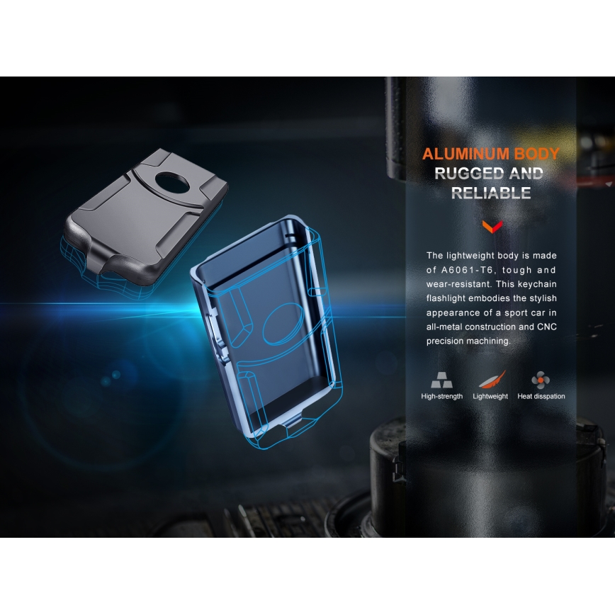 Fenix E03RV20GREY - LED Punjiva baterijska svjetiljka LED/USB IP66 500 lm 30 h