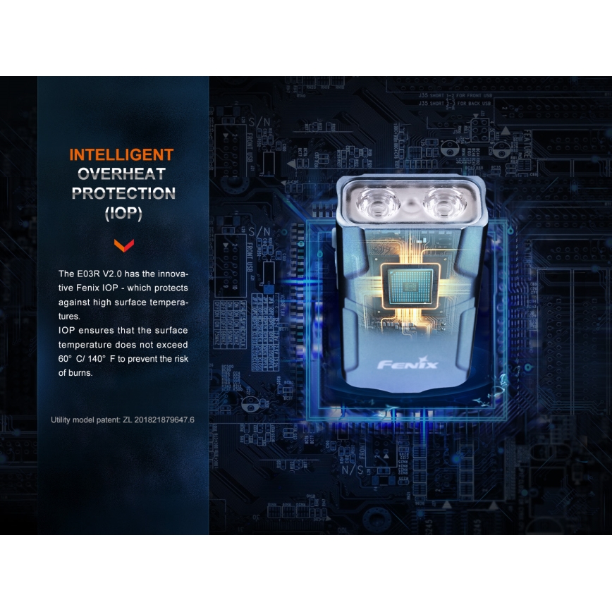 Fenix E03RV20GREY - LED Punjiva baterijska svjetiljka LED/USB IP66 500 lm 30 h