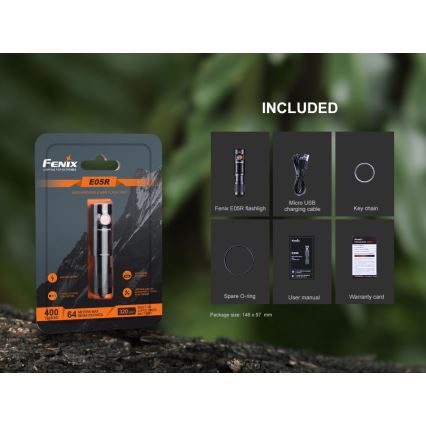 Fenix E05RBLC - LED Punjiva baterijska svjetiljka LED/USB IP68 400 lm 30 h