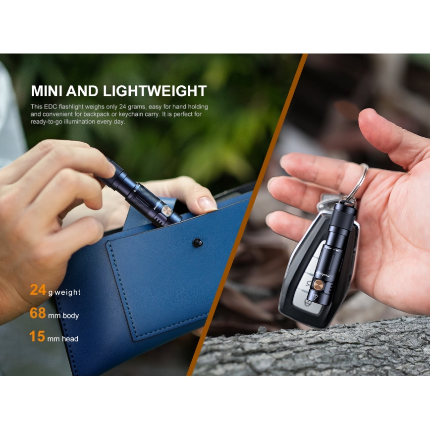 Fenix E05RBLC - LED Punjiva baterijska svjetiljka LED/USB IP68 400 lm 30 h