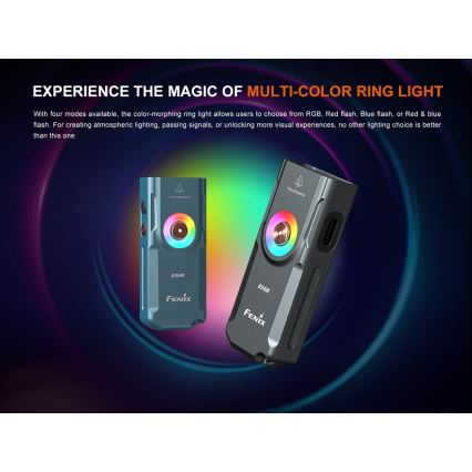 Fenix E06RGRY - LED Prigušiva punjiva baterijska svjetiljka UV LED/USB IP66 700 s. 60 h siva