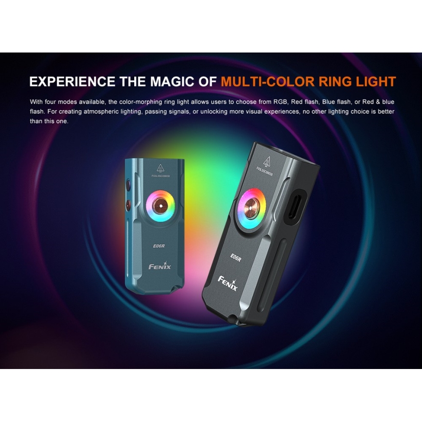 Fenix E06RGRY - LED Prigušiva punjiva baterijska svjetiljka UV LED/USB IP66 700 s. 60 h siva