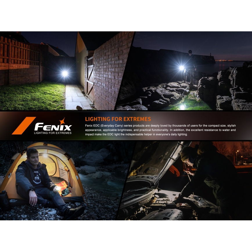 Fenix E06RGRY - LED Prigušiva punjiva baterijska svjetiljka UV LED/USB IP66 700 s. 60 h siva