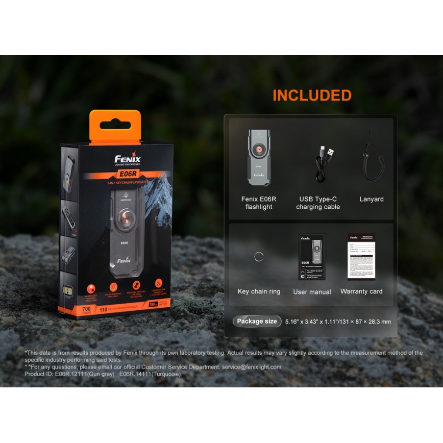 Fenix E06RGRY - LED Prigušiva punjiva baterijska svjetiljka UV LED/USB IP66 700 s. 60 h siva