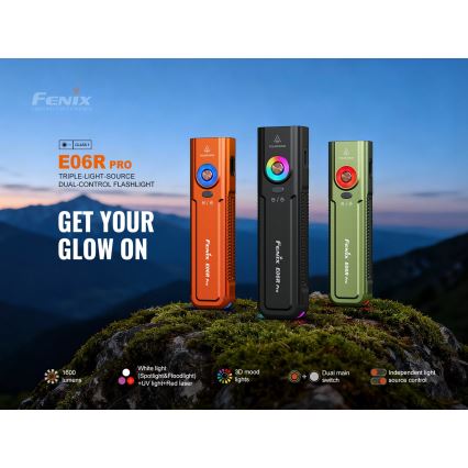 Fenix E06RPROEUBLC- LED punjiva ručna svjetiljka s podesivom svjetlinom LED/USB 1650 mAh IP66 1600 lm 111 h crna