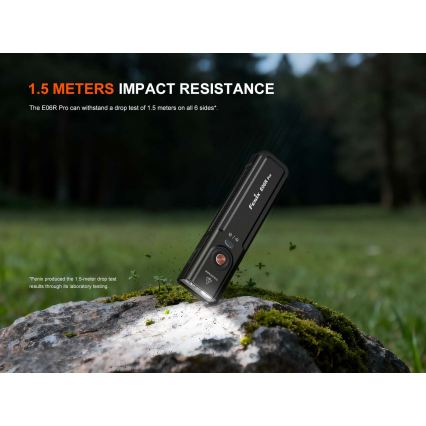 Fenix E06RPROEUBLC- LED punjiva ručna svjetiljka s podesivom svjetlinom LED/USB 1650 mAh IP66 1600 lm 111 h crna