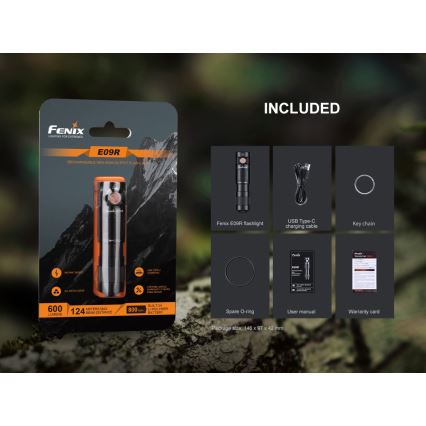 Fenix E09R - LED Punjiva baterijska svjetiljka LED/USB IP68 600 lm 70 h