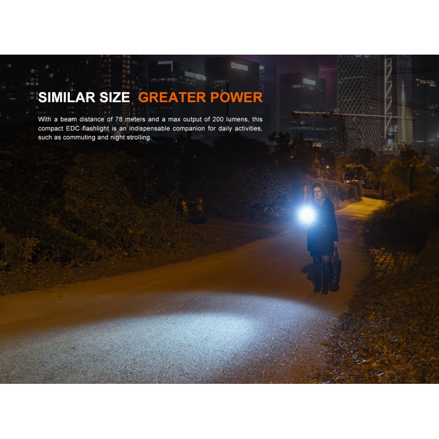 Fenix E12V30 - LED punjiva svjetiljka s prigušivanjem LED/1xAA 2000 mAh IP68 200 lm 100 h crna
