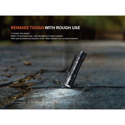 Fenix E12V30 - LED punjiva svjetiljka s prigušivanjem LED/1xAA 2000 mAh IP68 200 lm 100 h crna
