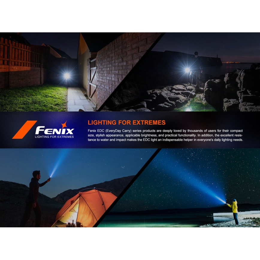 Fenix E18RV20800 - LED punjiva svjetiljka s prigušivanjem LED/USB/1xCR123A 800 mAh IP68 1200 lm 200 h crna