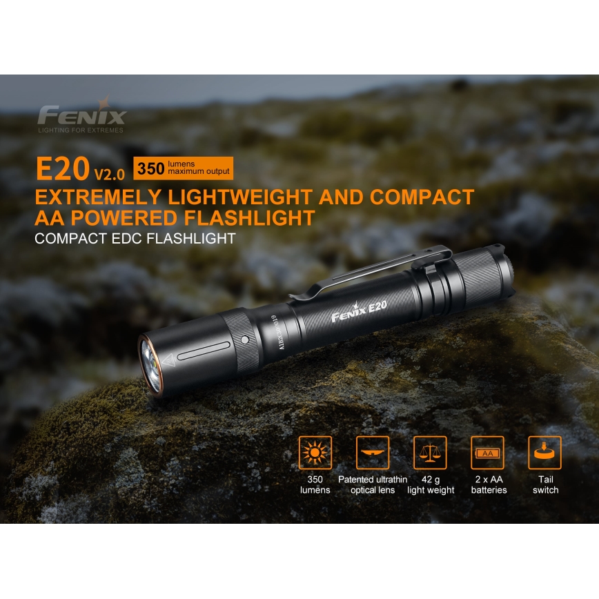 Fenix E20V20 - LED Baterijska svjetiljka LED/2xAA IP68 350 lm 200 h